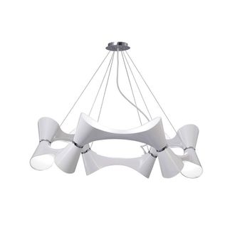 Netlighting Ora Pendant Light Gloss White 12 Light E27 Acrylic Chrome