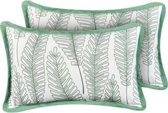 Beliani Beliani - Conjunto De 2 Cojines De Exterior Accesorios De Jard&iacute;n Patr&oacute;n De Hojas 30x50 Cm Verde Meadow