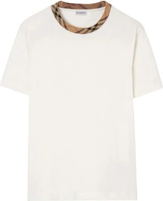 Burberry Sweater Burberry - Heren - T-shirts - Beige - XL - Katoen - Tops