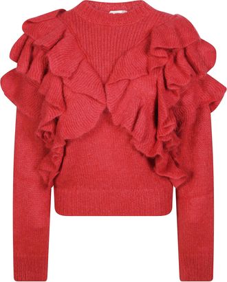 Elisabetta Franchi Tricot Cropped Ruffled Knit Sweater