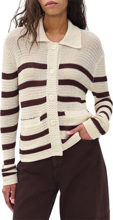 Rag & Bone Costi Stripe Cotton Blend Cardigan in Ivory Multi at Nordstrom, Size Xx-Small