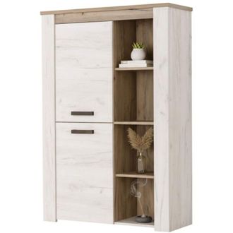 Dmora Vetrina Sagama, Mobile Espositore 6 Ripiani, Apertura Battente, 2 Ante, 99.5x36.5x146.5h cm Bianco Larice