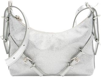 Givenchy Silver Crystal & Metallic Leather & Satin Voyou Mini Shoulder Bag (Authentic Pre-Loved)