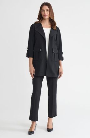 Ming Wang Heritage Lightweight Stretch Deco Crepe Wing Collar Jacket in Black at Nordstrom, Size X-Small P