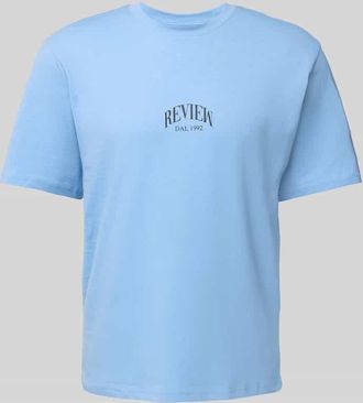 Review T-Shirt mit Label-Print in Hellblau, Größe XXL
