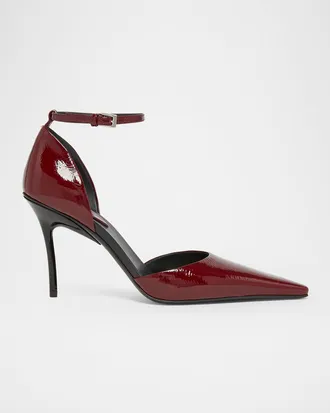 Alaia 90mm d & apos;Orsay Shiny Leather Ankle-Strap Pumps