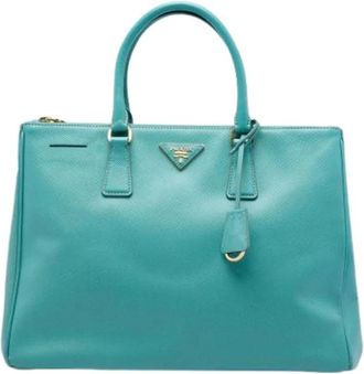 Prada Pre-owned Saffiano Tote Bag - Dames - Vintage Shopper - Blauw - ONE Size - Leer - Vintage
