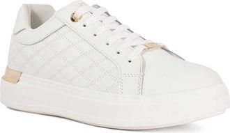 Dune London Womens Ladies Elba - Quilted Side Chunky Lace Up Trainers - White Leather - Size UK 8