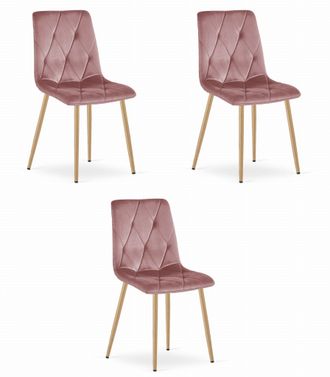 OEM Silla Libra - Terciopelo Rosa / Patas Color Madera X 3