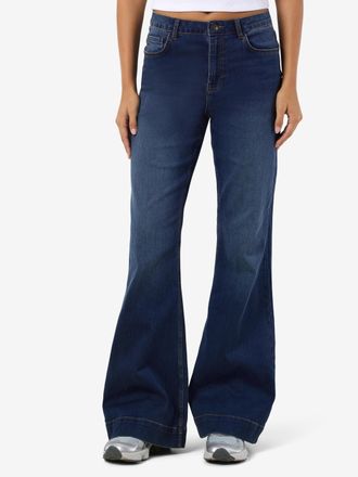 Noisy May Slim-fit-Jeans NOISY MAY NMROOXY HW FLARE JEANS VI580MB NOOS, Damen, Gr. 25, L&auml;nge 32, medium blau denim, Denim/Jeans, Obermaterial: 69% Baumwolle, 29