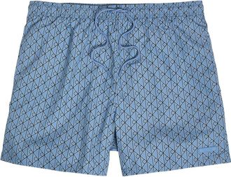Calvin Klein Logo-appliqu&eacute;d Printed Shell Swim Shorts - Blue - XL
