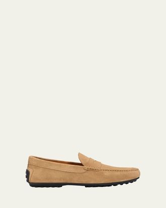 Tod's Mens City Gommino Suede Penny Loafers