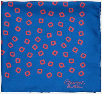 Charvet Mens Printed Silk Pocket Square
