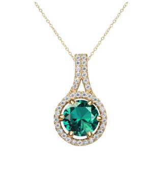 Rachel Glauber 14K Gold Plated with Colored Cubic Zirconia Drop Pendant Necklace
