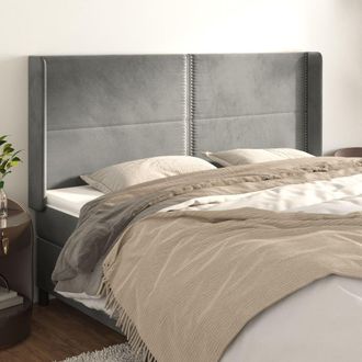 vidaXL Cabecero Con Orejas De Terciopelo Gris Claro 203x16x118/128 Cm Vidaxl