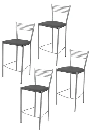 Tommychairs Tommychairs - Set 4 Sgabelli Alti Modello Elegance Per Cucina E Bar, Struttura In Acciaio Verniciata Colore Alluminio E Seduta Imbottita E Rivestita I