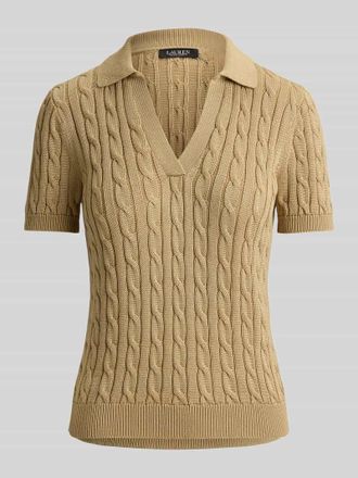 Lauren Ralph Lauren Regular Fit Poloshirt aus gewebtem Baumwoll-Mix in Camel, Gr&ouml;&szlig;e XL