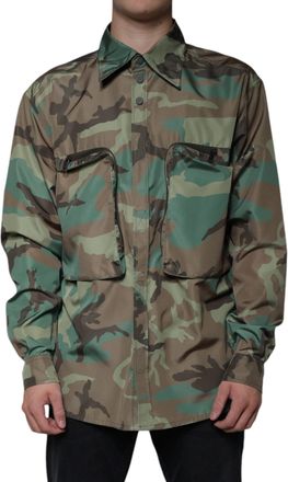 Dolce & Gabbana Mens Multicolor Camouflage Button Down Shirt Polyester Nylon