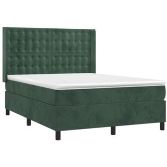 vidaXL Cama Box Spring Con Colch&oacute;n Terciopelo Verde Oscuro 140x200 Cm Vidaxl