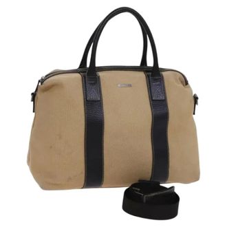 Ferragamo Tweedehands Canvas handtassen - Dames - Pre-owned - Beige - Maat: ONE Size Leer
