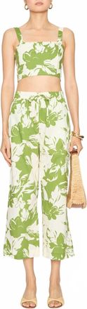 Misa Lois Sleeveless Crop Top In Green Goddess Poplin