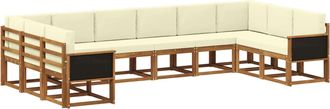 vidaXL Conjunto De Sof&aacute;s De Exterior 10 Uds. Natural Y Crema Vidaxl
