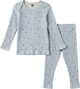 Fragile Boy Allover Cherry Print Two Piece Long Sleeve Top and Matching Pants Set in Blue at Nordstrom, Size 18M
