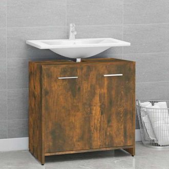 vidaXL Armadietto Bagno Rovere Fumo 60x33x60 cm in Legno Multistrato - Vidaxl