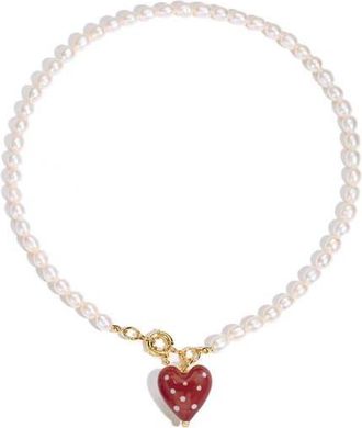 Classicharms Esm&eacute;e Red Dot Murano Heart Pendant Necklace at Nordstrom
