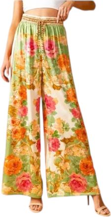 Flying Tomato Floral Wide Leg Boho Pants In Sage