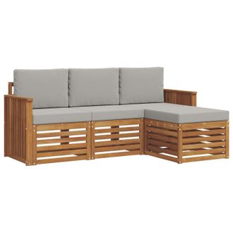 vidaXL Conjunto De Sof&aacute;s De Exterior 4 Pcs Gris Natural Y Claro Vidaxl