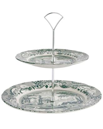 Spode Green Italian 2-Tier Cake Stand