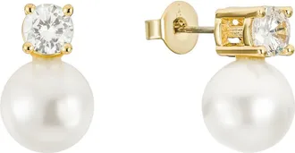 Untamed Petals Maven Pearl and Crystal Studs in Gold at Nordstrom
