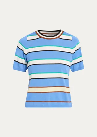 Zankov Benji Striped Short-Sleeve Sweater