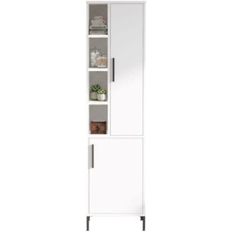 Dmora Armadio Multiuso 2 Ante Jongdari, Appendiabiti, 7 Ripiani, Apertura Battente, 45x174h cm Bianco