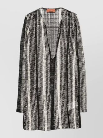 Missoni cotton blend striped knit open cardigan