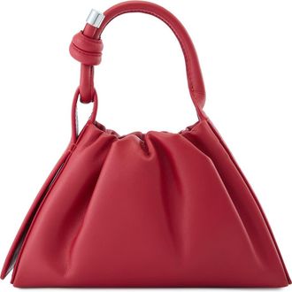 Behno Mini Tina Ruched Metallic Leather Baguette Top Handle Bag in Mulberry at Nordstrom