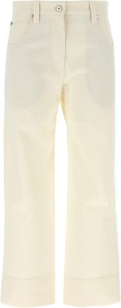 Brunello Cucinelli Monile Crop Pantaloni Beige-Donna