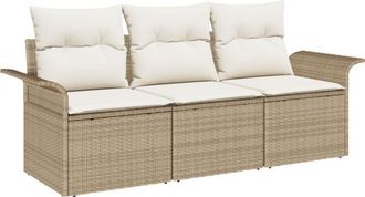 vidaXL Garden Sofa Set with Cushion 3 pcs Light grey Poly rattan Vidaxl