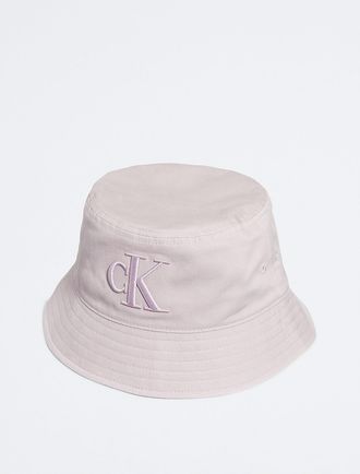 Calvin Klein Womens Embroidered Monogram Logo Twill Bucket Hat - Neutral - OS