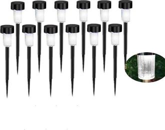 OEM 12 Luces Led Blancas Solares Para Jard&iacute;n - Luz C&aacute;lida - Resistentes Al Agua Para Jard&iacute;n, Patio Y C&eacute;sped