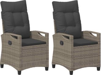 vidaXL Silla De Jard&iacute;n 2 Uds. Gris Y Gris Oscuro Acero Y Poli&eacute;ster Vidaxl