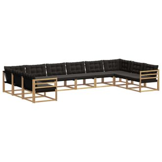 vidaXL Conjunto De Sof&aacute;s De Exterior Con Coj&iacute;n 10 Pcs Blanco Y Negro Vidaxl