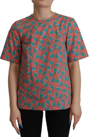Dolce & Gabbana Short Sleeve Blouse Top - Dames - T-shirts - Roze - XS - Katoen - Tops