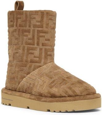 Fendi Après Chic FF Logo Genuine Shearling Lined Bootie in F0C23 Tabacco/Latte at Nordstrom, Size 10.5Us
