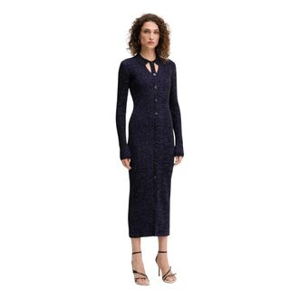 Patrizia Pepe Kleedjes, Dames, Paars, S, Wol, Polo-hals Gebreide Jurk