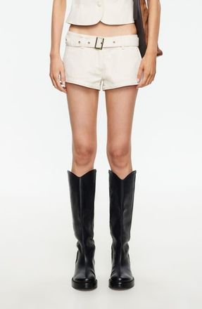 Lioness Afterglow Belted Low Rise Shorts in Beige at Nordstrom, Size X-Small