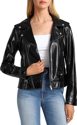 Bagatelle Womens Patent Biker Jacket Black Size S