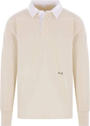 Maison Margiela Logo Embroidered Long-Sleeved Polo Shirt, Size Large