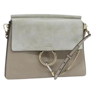 Chlo&eacute; Pre-owned Shoulder Bags, female, Gray, Size: ONE SIZE Pre-owned Suede Shoulder Bag